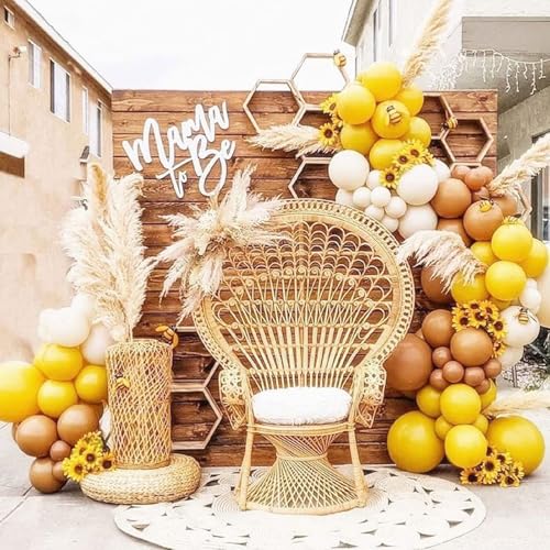 Image of PartyWoo Burnt Orange and Mustard Yellow Balloons 140 pcs Different Sizes Pack of 18 12 10 5 Inch Fall Balloon Arch Kit Garland for Thanksgiving Halloween Graduations Birthday Party Decorations