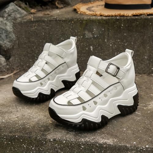 Women's Platform Wedge Sandals, Hollow Out Colorblock Buckle Strap Shoes, Fashionable Heightening Sandals2