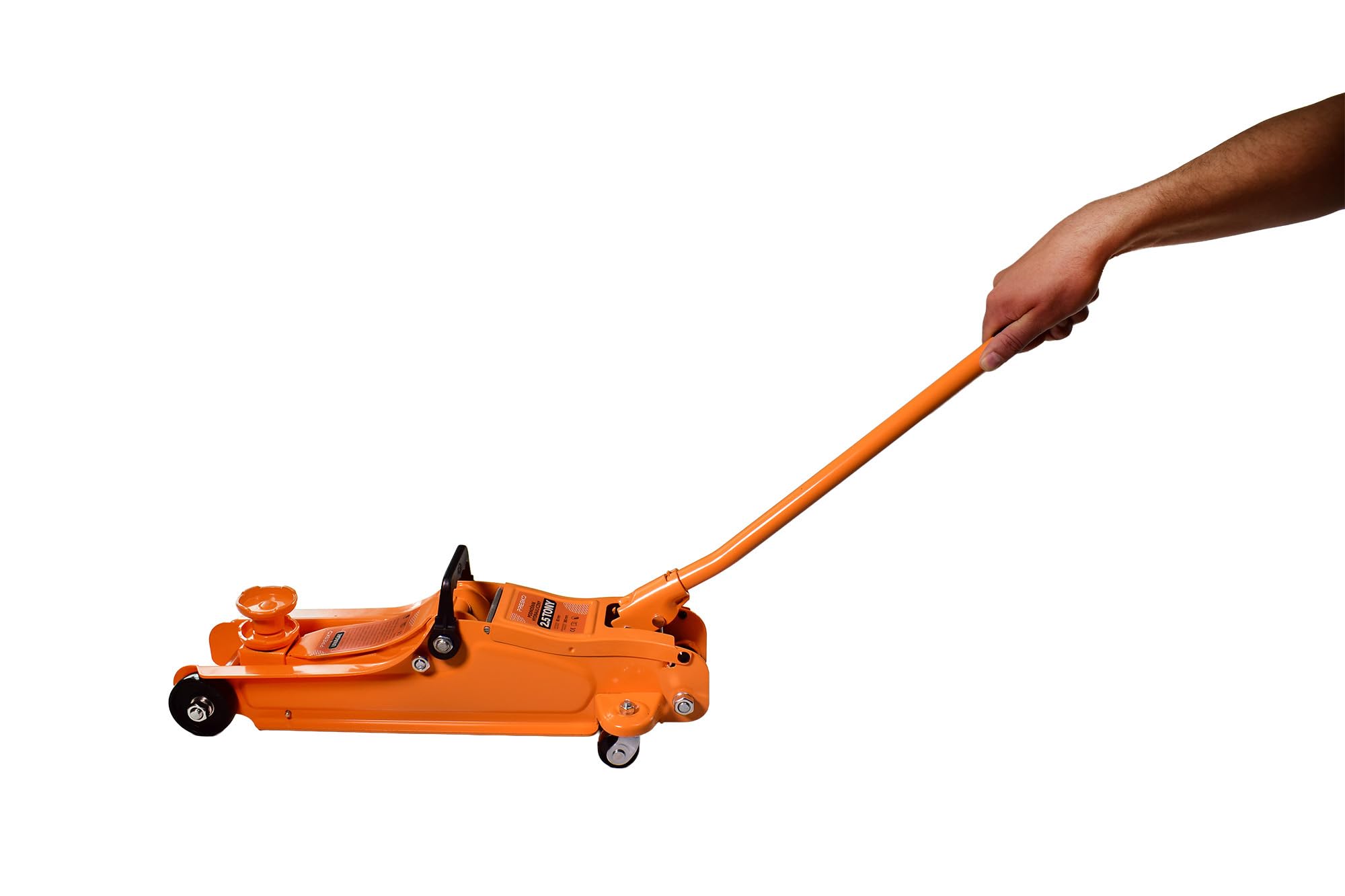 Hydraulischer Rangierwagenheber 2,5t (2500 kg), Flacher Wagenheber für tiefergelegte Autos, Low Profile Auto-Heber Hubhöhe 80-360 mm, 4 Rollen & Sicherheitsventil