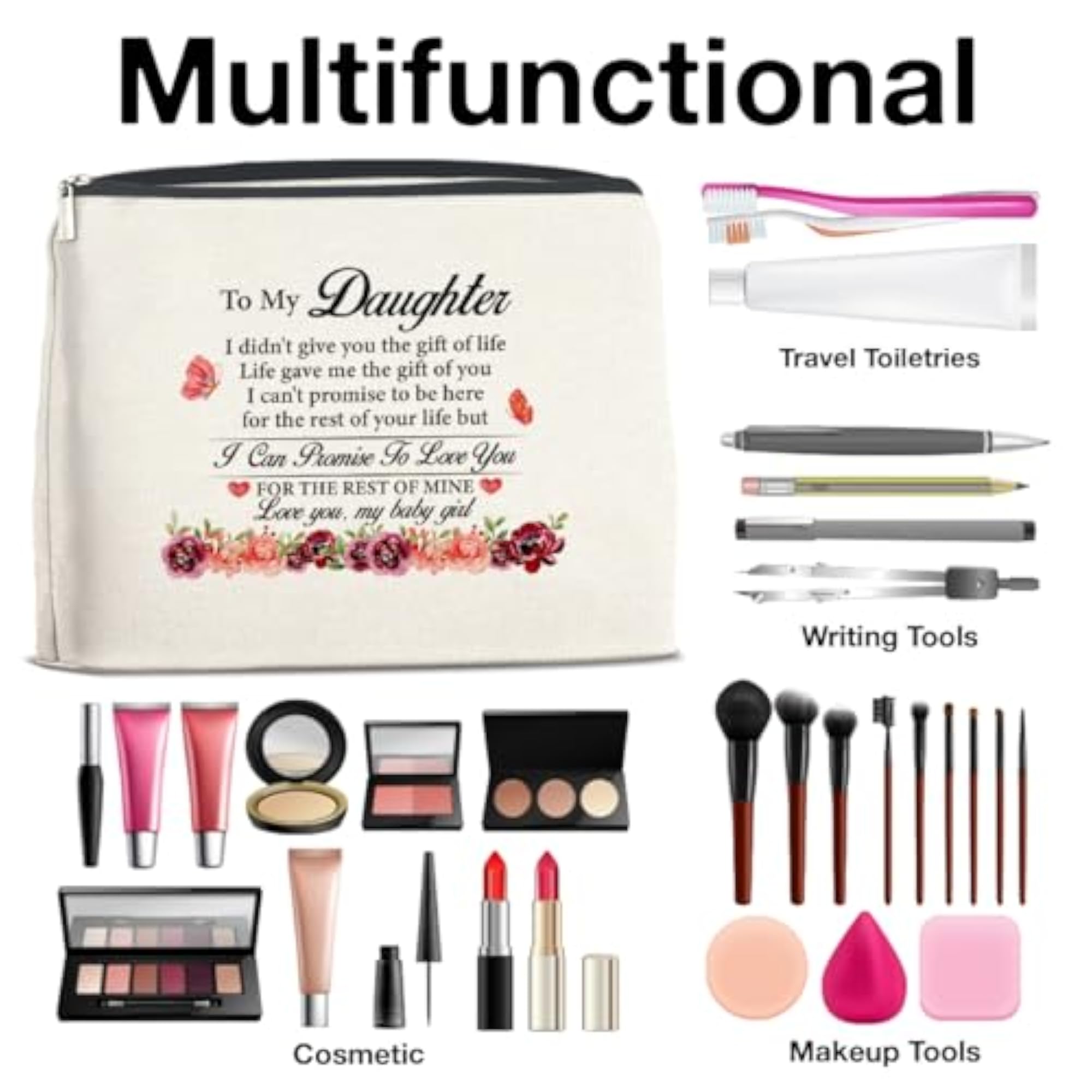 Daughter Makeup Bag Gift for Birthday & Christmas