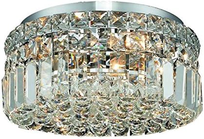 Elegant Lighting 2030F12C/RC Royal Cut Clear Crystal Maxim 4-Light, Single-Tier Flush Mount Crystal Chandelier, Finished in Chrome with Clear Crystals