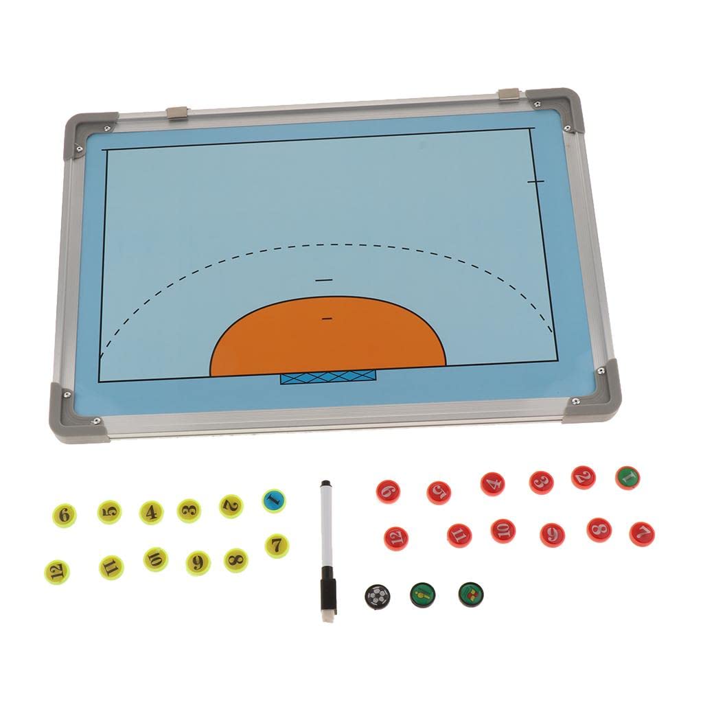 Lavagna professionale per allenatori di pallamano con magneti e penna per calcio, pallavolo, basket, in lega di alluminio, da parete, strumento tattico