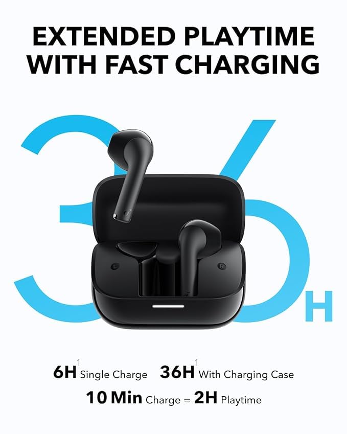 Image of soundcore K20i by Anker, Semi-in-Ear Earbuds, Bluetooth Wireless, 36H Playtime, Fast Charge, Clear Sound, Comfortable Fit, ENC 2-Mic Clear Calls, Custom EQ, IPX5, Bluetooth 5.3, App Control
