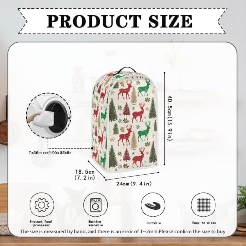 Image of Christmas Trees Deer Blender Dust Cover, Anti Fingerprint Polyester Stand Mixer or Coffee Maker Appliance Protector, Holiday Machine Washable Blender Cover for Kitchen Appliance