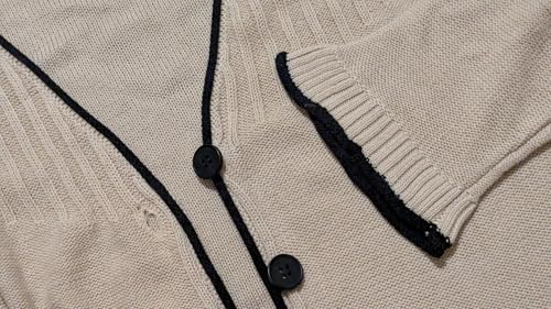 Casual Women's Cardigan with 3 Buttons Placket & Bell Sleeves, Color Block Long Knit Cover Up for Fall, [S-XXL]4