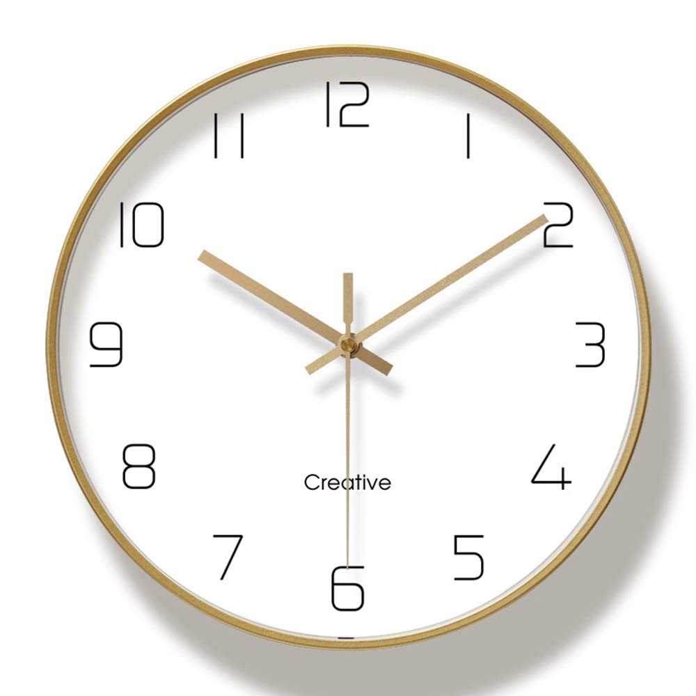 Horloge murale muette décorative en métal doré WTL design