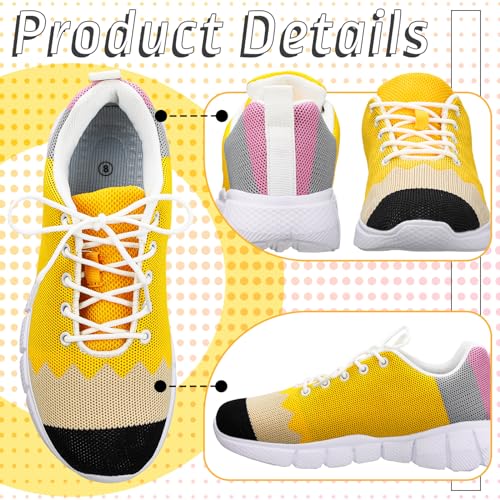 Back to School Teacher Gifts Pencil Shoes for Women Lightweight Breathable Casual Mesh Shoes Slip-on Sneakers3
