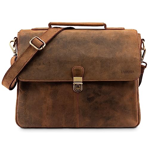 LEABAGS Leder Umhängetasche Herren Aktentasche Vintage Laptoptasche...