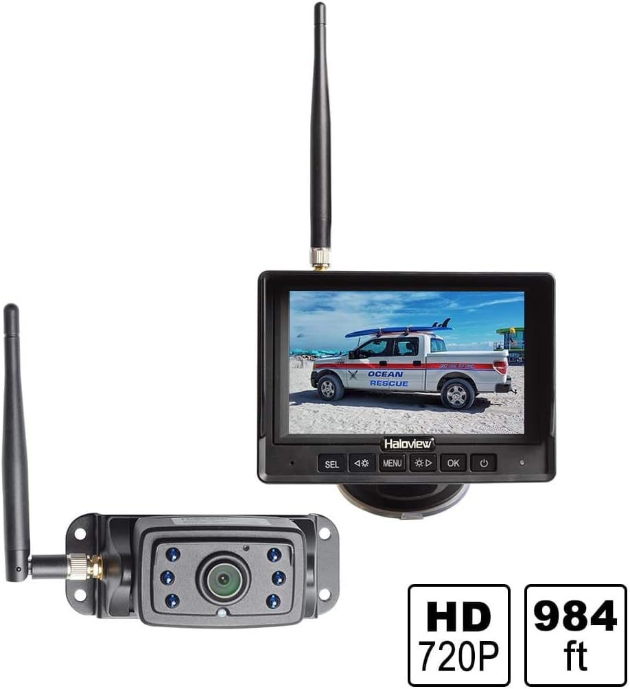 Haloview MC5111-Max 5'' 720P HD Digital Wireless Backup Camera System + CA112 Wireless RV Side Marker Light Cameras