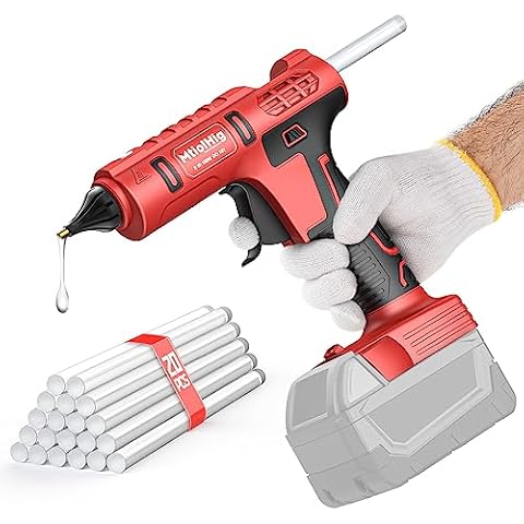 100W Hot Glue Gun for Milwaukee 18v Battery, Wireless Battery Powered Cordless Glue Gun for 18v Battery, Heavy Duty Full Size Glue Gun with 20pcs 0.43'' Glue Sticks for Crafts DIY & Repairs(Tool Only) Cover