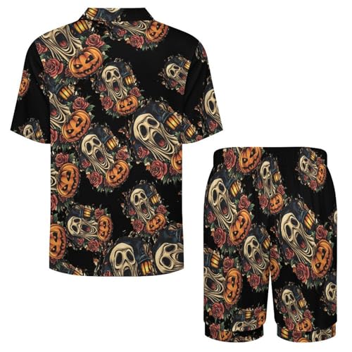 Halloween Ghostface Mens Pajamas Set Short Sleeve Sleepwear Summer Pjs Sets 2 Piece Loungewear Nightwear4