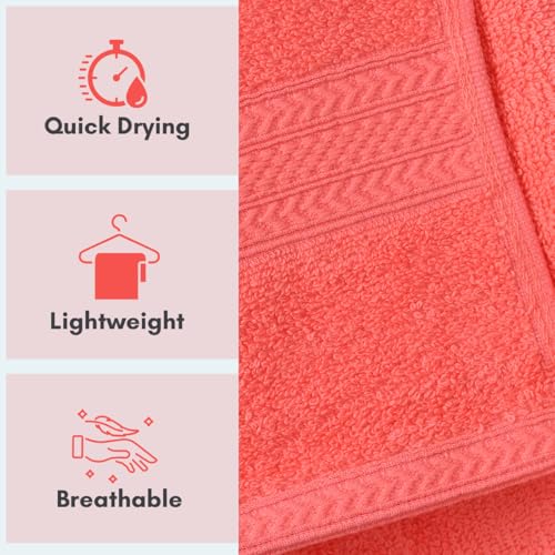 Image of Mafatlal Joy Premium Cotton Bath Towel for Men | 58 x 29 inch Large Size | Soft & Absorbent | Quick Dry | 450 GSM Waffle Weave | Salmon Rose | Single Towel