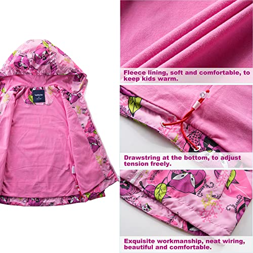 Image of Girls Rain Jackets Waterproof Lightweight Hooded Cotton Kids Outdoor Raincoats Breathable Windbreakers 4-5 Years