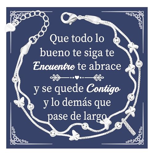 SAMINO Regalos para Mujer,Pulseras de Mariposa para Mujeres Niñas 925 Pulsera Plata Letras A-Z Regalo Originales para Madre Amiga Hermana Hija Abuela Niña Sobrina Tía en Cumpleaños Navidad Día (I)