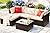 Devoko 5 Pieces Patio Furniture Sets All Weather Outdoor Sectional Patio Sofa Manual Weaving Wicker Rattan Patio Seating Sofas with Cushion and Glass Table(Beige)