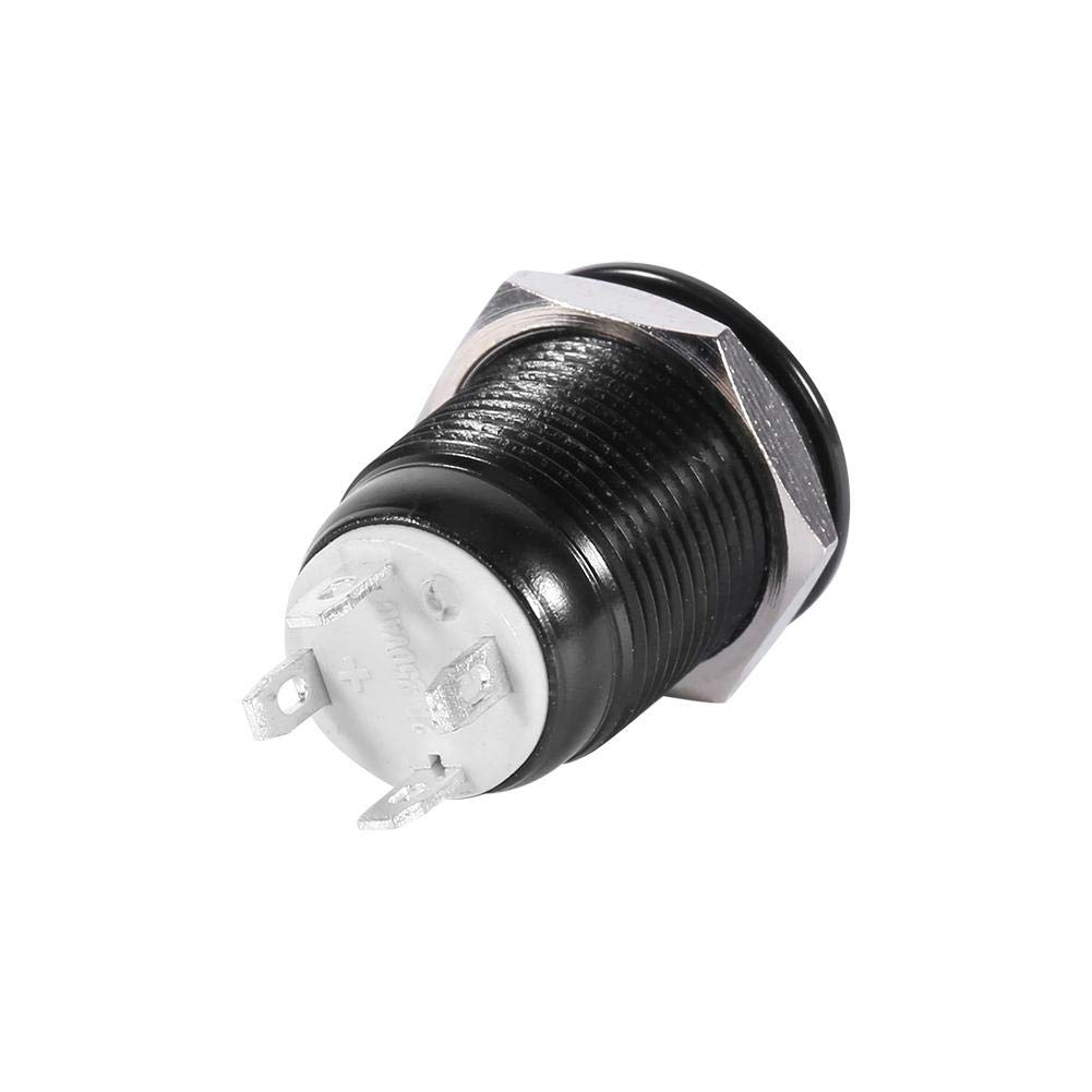 12 mm chwilowy przełącznik przyciskowy 12 V LED światło przełącznik samochodowy metalowy chwilowy włącznik wł./wył. zatrzask (biały)
