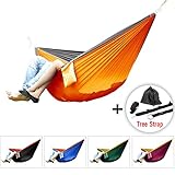 Yes4All Double and Single Hammocks- Ultralight Portable Nylon Parachute Hammock for Light Travel, Camping, Hiking, Backpacking. Hammock Stuff Bag Included