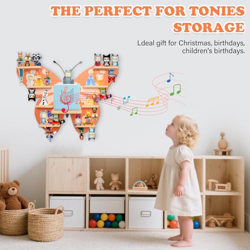Image of Butterfly for TonieBox 1 /2 Tonies Figures Organizer Storage Wall Shelf | Magnetic Display Stand Collection 30~40 Tonie Box Characters Floating Shelves Storage Player