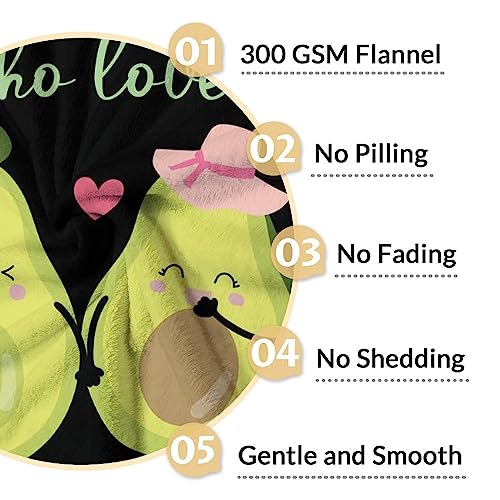 Blanket for Girls - 40"x50" Personalized Cute Avocado Throw Gifts - Black Soft Fuzzy Blankets for Bed, Couch & Living Room