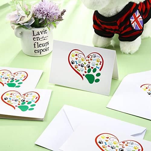 Image of Zonon 48 Pcs Paw Printed Thank You Note Cards Veterinary Gifts 24 Note Cards Heart Paw Print Blank Greeting with 24 White Envelopes Animal Lovers Pet Shop Birthday Party(Colorful)