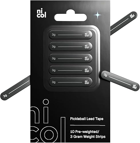 Nicol Pickleball Cinta de plomo - 10 cintas adhesivas 3M de doble resistencia - Cinta pesada de 0.11 oz para paletas de pickleball - Personaliza el