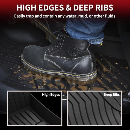 Image of LASFIT Floor Mats for Mercedes Benz C Class 2015-2021(Fit Sedan Only) | Fit for C 300 /400 /350e /43 AMG /63 AMG /63 AMG S(๐๐จ๐ญ ๐
๐ข๐ญ ๐๐จ๐ฎ๐ฉ๐ & ๐๐๐๐ซ๐ข๐จ๐ฅ๐๐ญ), All Weather TPE 1st & 2nd Row
