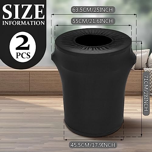 Image of Tanlade 2 Pcs 32 Gallon Stretch Trash Can Spandex Cover Outdoor Waste Garbage Can Spandex Covers for Indoor Kitchen Outdoor Round Waste Container Bin, Without Trash Bin (Black)