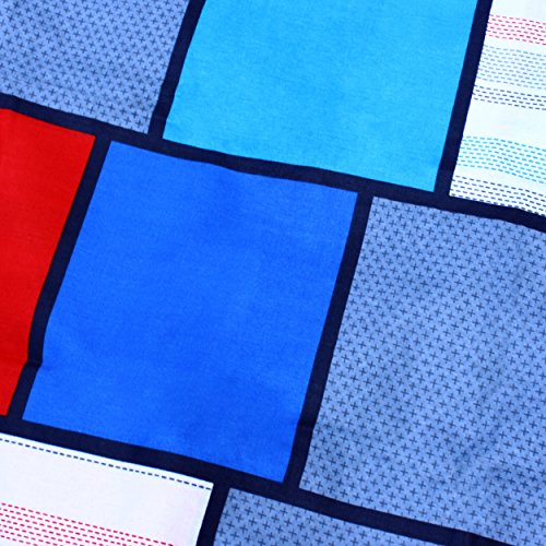 Image of Story@Home 120 TC 1 Bedsheet for Double Bed Cotton with 2 Pillow Covers, Geometric Pattern, Blue