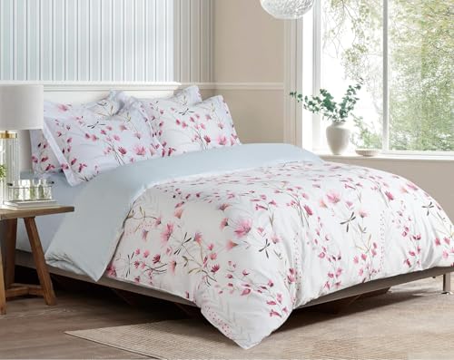 Majestic Giftware Madison Linen 4 Pcs Twin Size Bedding Set (BL509-T-4pcs) Easy Care - Daisy Dreams 300 100% TC Cotton Sateen | 1 Fitted Sheet, 1 Duvet, 2 Pillowcases - Ritz Collection