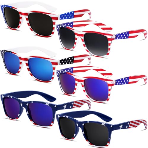 Image of knliwkm American Flag Sunglasses for Men USA American Flag Glasses Fourth of July Accessories