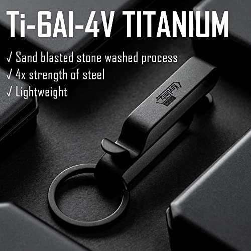 Image of KeyUnity KM00 Titanium Belt Loop Keychain Clip Double Side Quick Release Key Holder with Detachable Key Ring