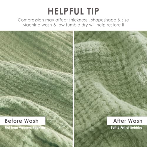 Image of EMME Muslin Blankets for Adults Throw Blanket for Couch Breathable Gauze Soft Lightweight Airy Sage Green Throw 50 inch x 60 inch