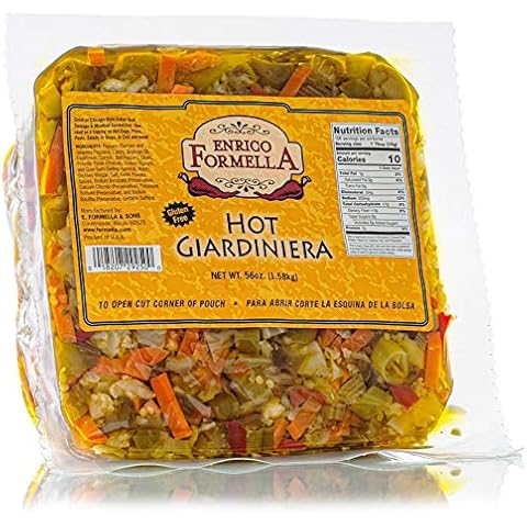 Enrico Formella | Hot Giardiniera Pouch | Italian - Chicago Style Hot Pickled Vegetables 56oz. Cover