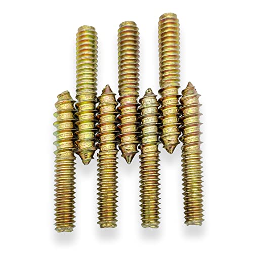 Image of 12 Pack 1 /4-20 x 1-1 /2 Inch Hanger Bolts 1 /4-20 inch Double Headed Bolts 1 /4 Wood Dowel Screw Self-Tapping Screw Hanger Bolts for Furniture Double Head Threaded Rods Bolt 37mm Length