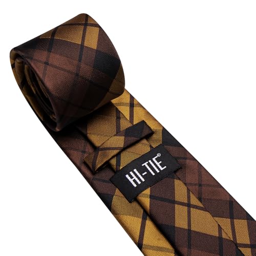 Image of Hi-Tie Mens 70inches Tie Set Extra Long Necktie for Men Cufflinks Handkerchief Big Tall Men Business Wedding