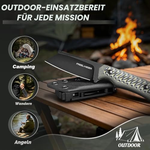 Freelander Survival Messer Feststehende Klinge Outdoor Messer, Grau – Ansicht 4