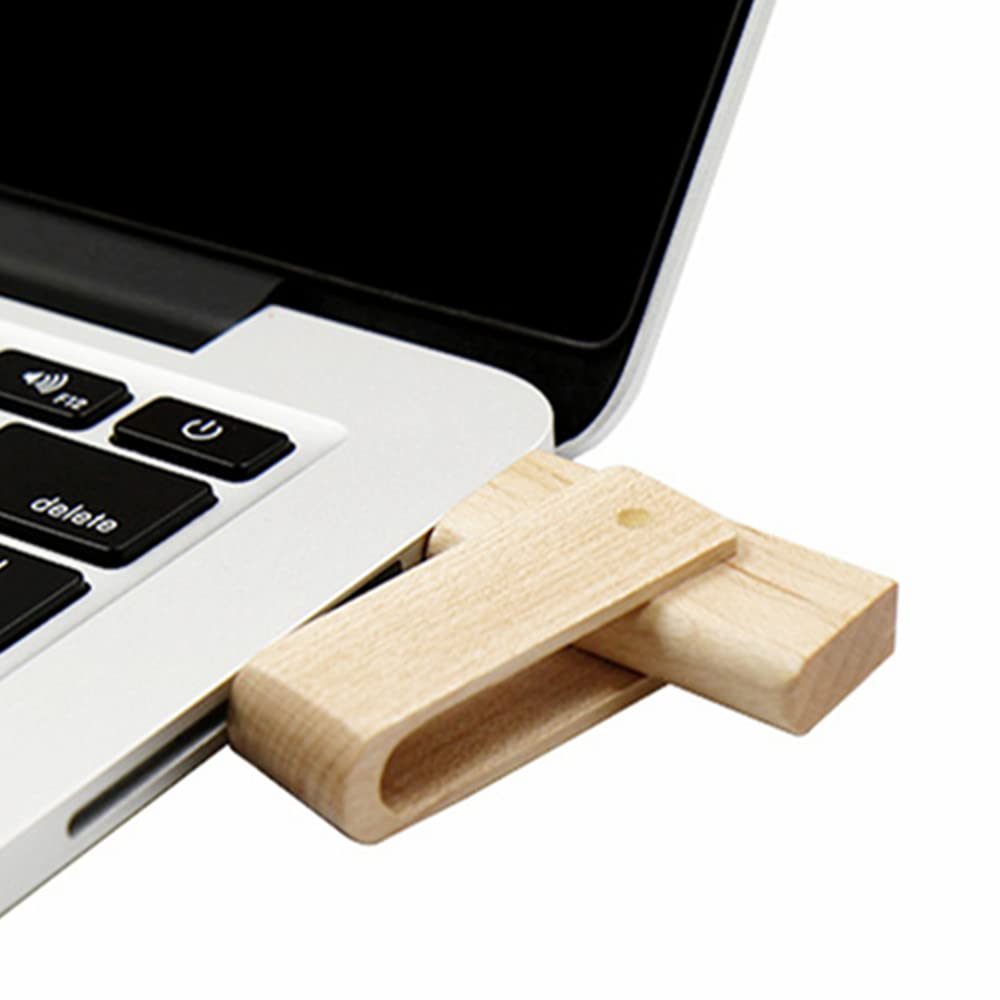 Lot de 10 clés USB rotatives en bois pour stockage de données (bois d'érable-2, 2.0, 16 Go)