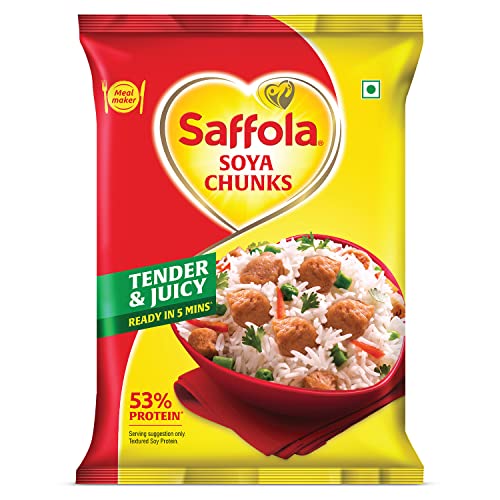 Image of Saffola Soya Chunks,Tender & Juicy,53% Protein,400 Grams