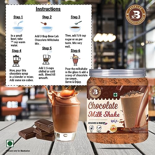 Image of Brew Lab Healthy & Delicious Chocolate Milk Shake Mix || Chocolate Drink Mix Cocoa Powder || 250 g
