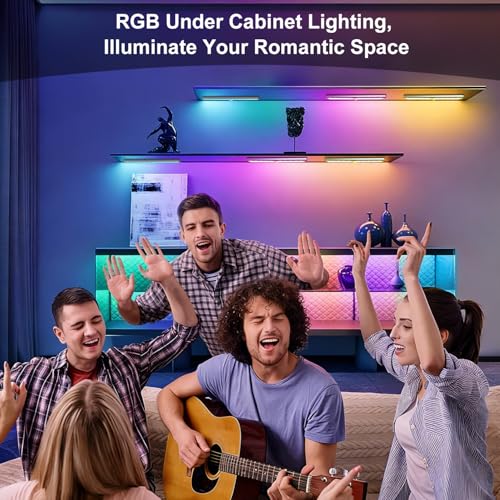 Hontafe Under Cabinet Lights with Remote Control,15 Colors Under Cabinet Lighting Wireless,Rechargeable Battery LED RGB Night Light Bar withTimer,Dimmable Under Counter Lights for Indoor Kitchen,3Pack - image 9