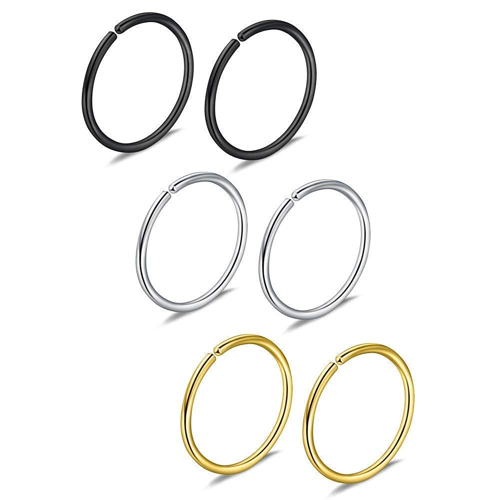 fashion accessories Noserings, Artificial Nosering Black, Silver, Golden Plated Bali Ears and Nose Rings for Women -6 PCS +1 Extra Nosering (B09V55LZYH) Amazon Price History, Amazon Price Tracker