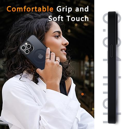 LATVIN for iPhone 15 Pro Case, Magnetic Phone Cover, Compatible with MagSafe, Military Grade Protection, Translucent Matte Frosted Back, Black - image 6