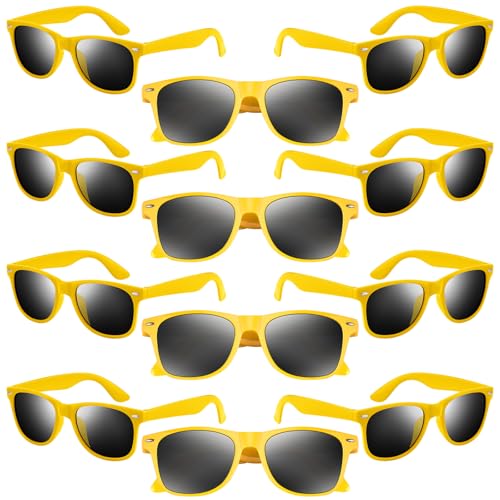 NEBURORA 6 Pack Yellow Neon Sunglasses Bulk Retro Colorful Party Glasses for Adult Men Women Birthday Wedding Summer Beach Pool Party Supplies