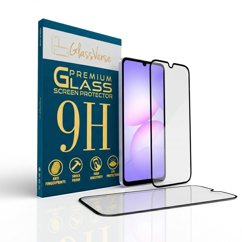 Image of GlassVerse PureView Tempered Glass for Samsung Galaxy A07 | Crystal Clear, 9H Hardness Screen Protector, Edge to Edge, Case Friendly, Hassle-less Installation Kit Included. (Pack of 2)