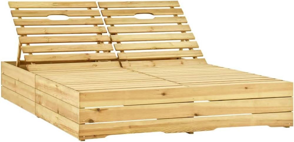 vidaXL Tumbona Doble Hamaca Playa Piscina Cama Terraza Patio Balcón Jardín Cómodo Relajante Chaise Longue Verde Madera de Pino Impregnada