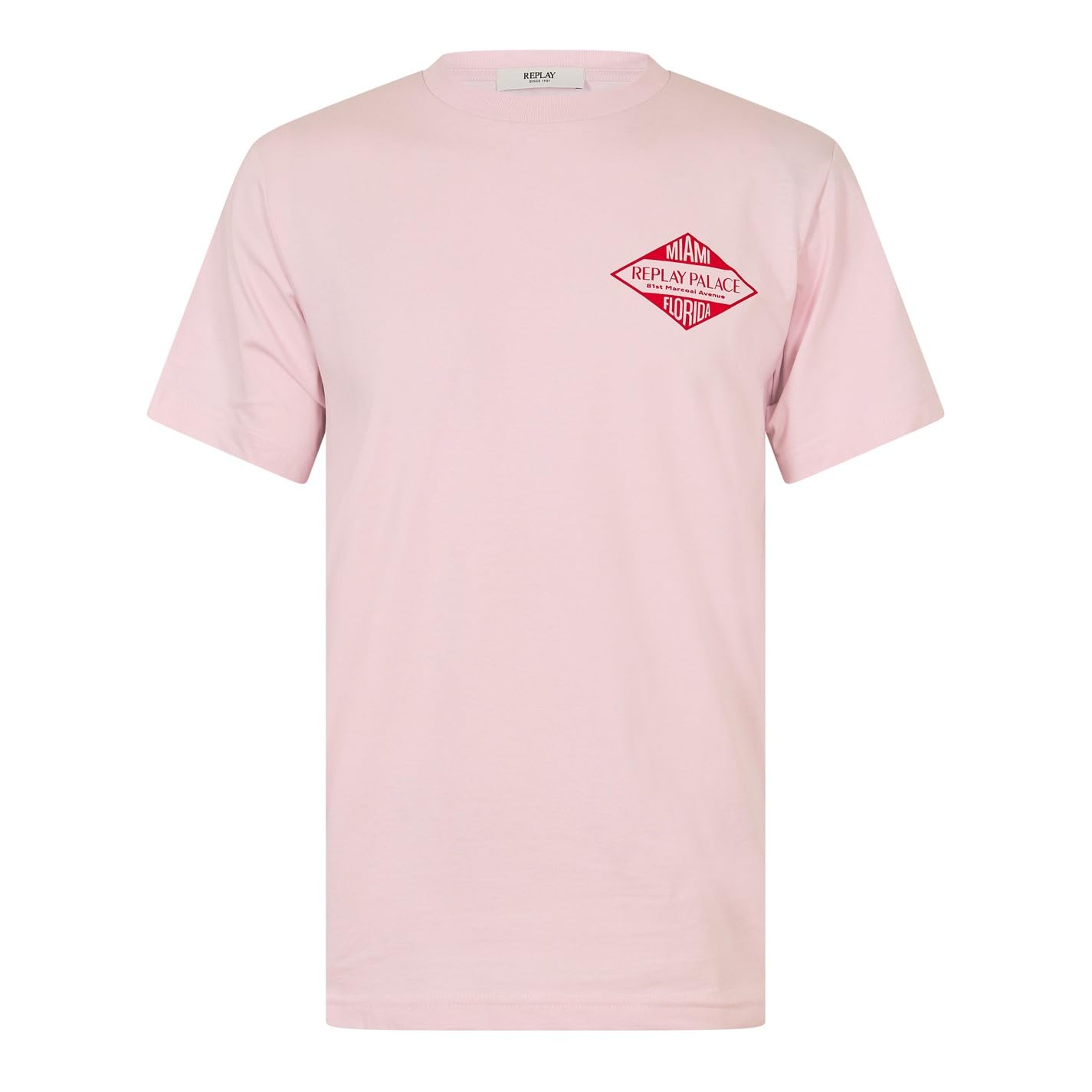 Replay Miami Palace Back Graphic T-Shirt, Pink, Size M, Men