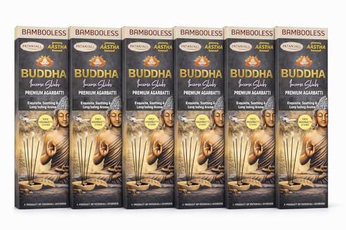 Patanjali Bambooless (withoutstick) Incense Sticks, Premium Agarbatti with Free Stand, Pack of 6 (Buddha)