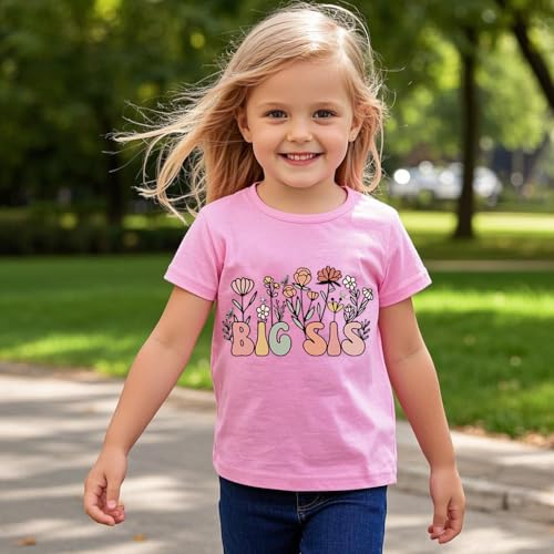 Toddler Big Sis Era Graphic Shirts Baby Girl Big Sister T-Shirt Short Sleeve Big Sis Tops Cute Summer Outfit 2-7Years3