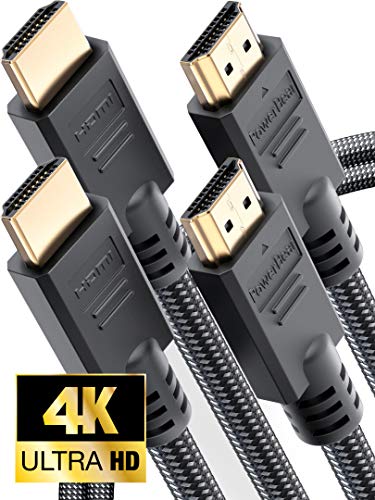 PowerBear 4K HDMI Cable 6 ft [2 Pack] Braided Nylon & Gold Connectors