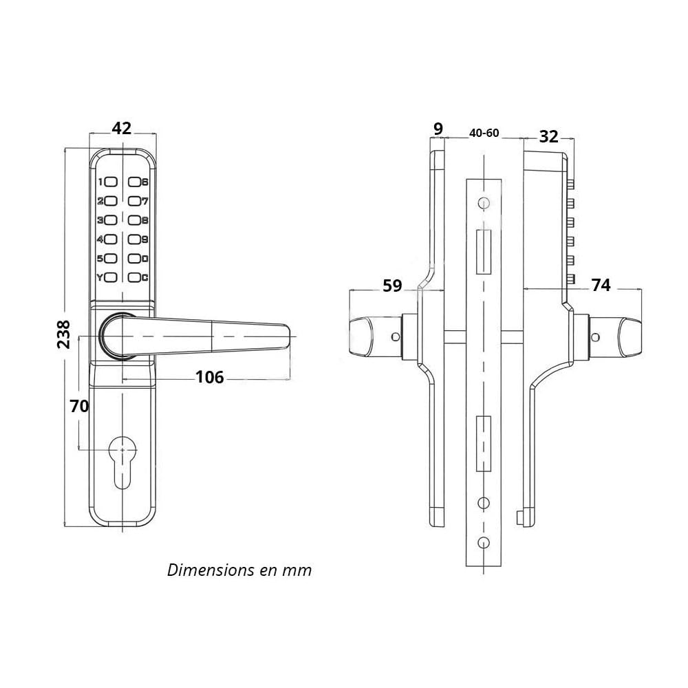 Serrure de porte à code mécanique EVOYA - WS7